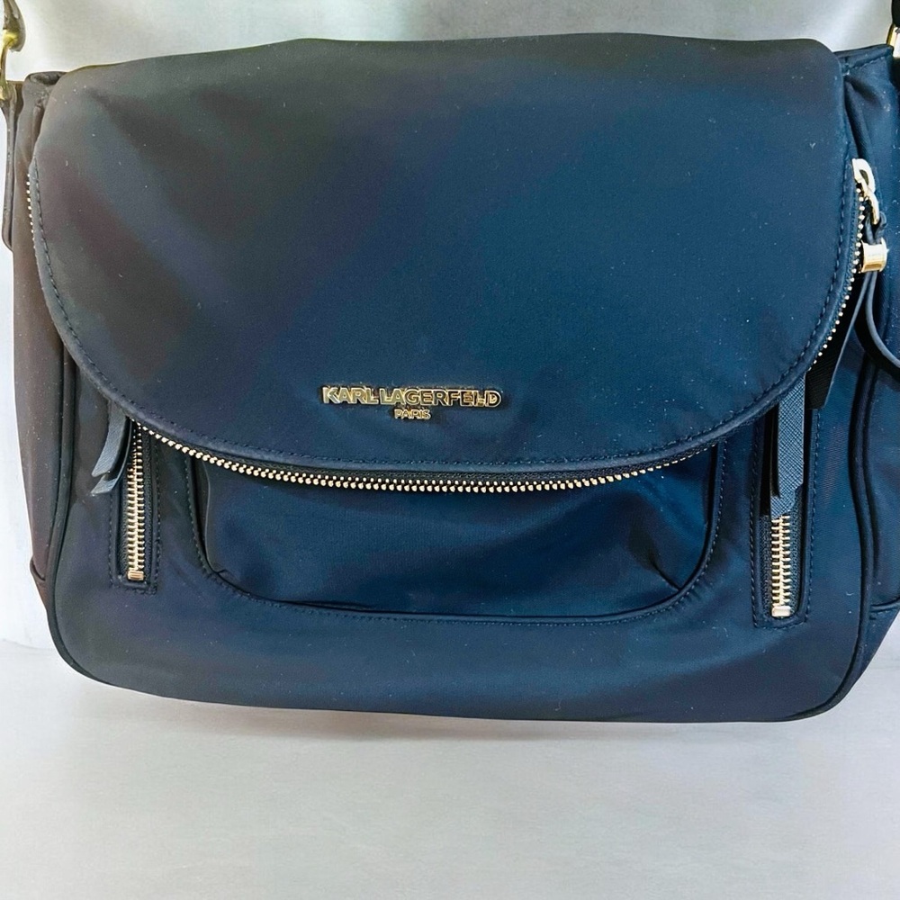 Karl Lagerfeld Black Cara Messenger Bag w/ Gold Details - Picture 4 of 7